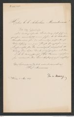 k.k. naturhistorisches Hofmuseum, Intendanzakten 1885-1896 (Hauer), Aktenzahl Z.183/1887, Seite 1